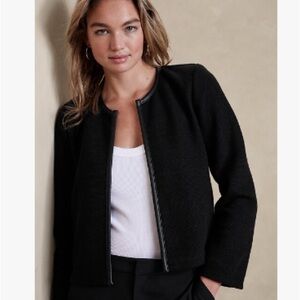 BR Melton Black Open-Front Jacket
